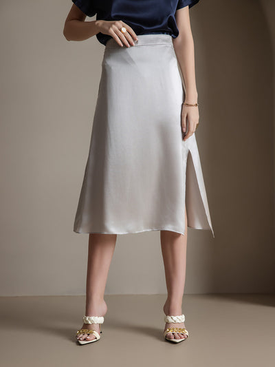 Reyanna™ | Siden Enfärgad Elegant Kjol Med Sprund