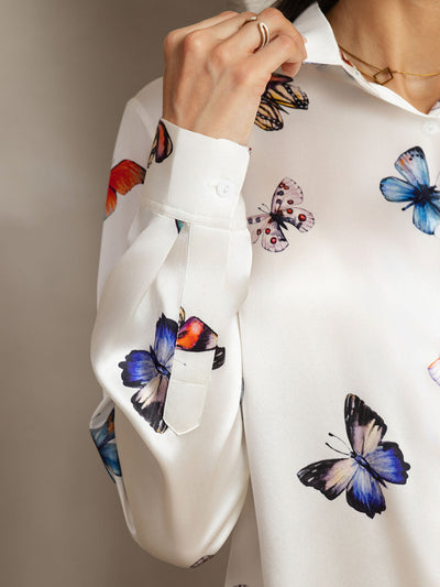 Reyanna™ | Silkesklassisk Militärinspirerad Blus Med Krage
