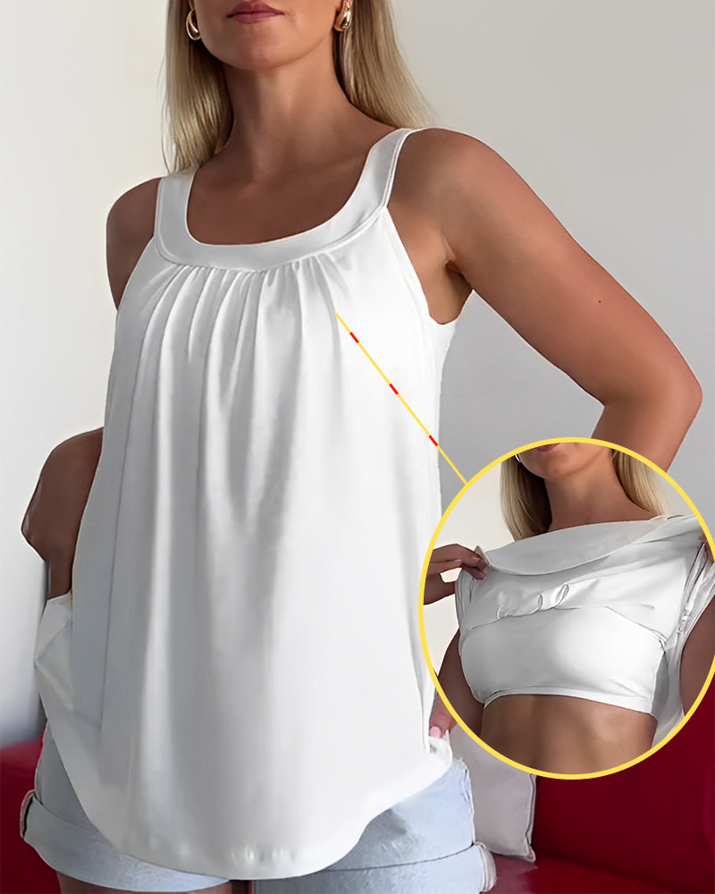 Tank Top Axelbandslös Plisserad Enfärgad