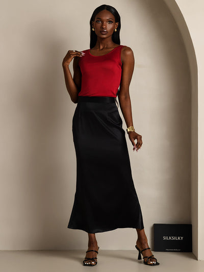 Reyanna™ | Sidenstickad Lounge Rund Halsringning Tank Top
