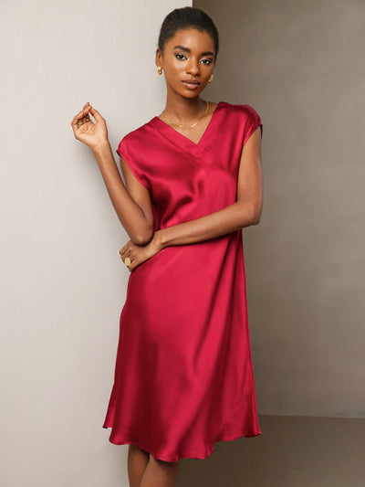 Reyanna™ | Ren Siden Elegant Cap Sleeve Klänning