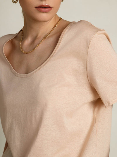 Reyanna™ | Silkeblandning U-ringning Dam T-shirt