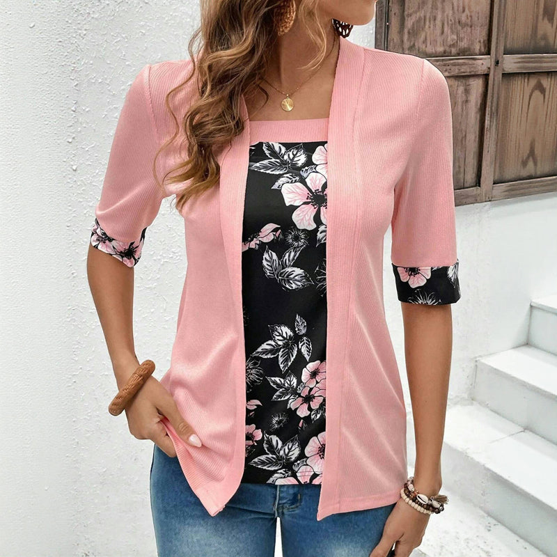 Elegant Blommig Lapptäcksblus