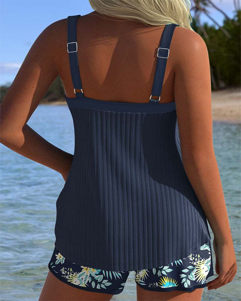 Tankini Randig Tvådelad Strandshorts