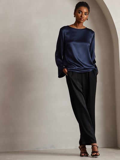 Reyanna™ | Silke Avslappnad Långärmad Blus