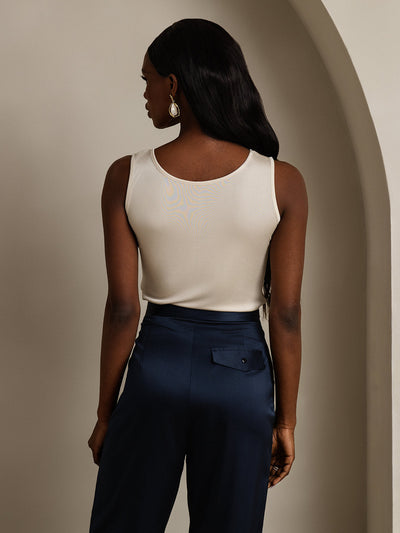 Reyanna™ | Sidenstickad Lounge Rund Halsringning Tank Top