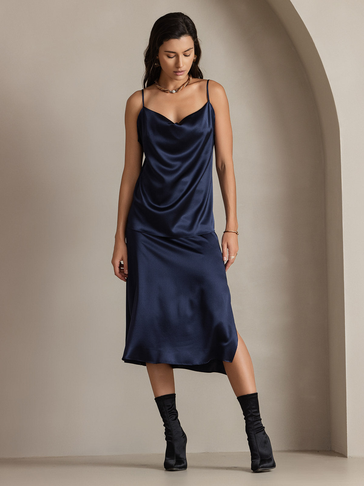 Reyanna™ | Siden Enfärgad Elegant Kjol Med Sprund
