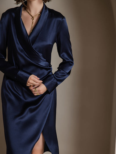 Reyanna™ | Siden Elegant Kjol Slits Långärmad Klänning