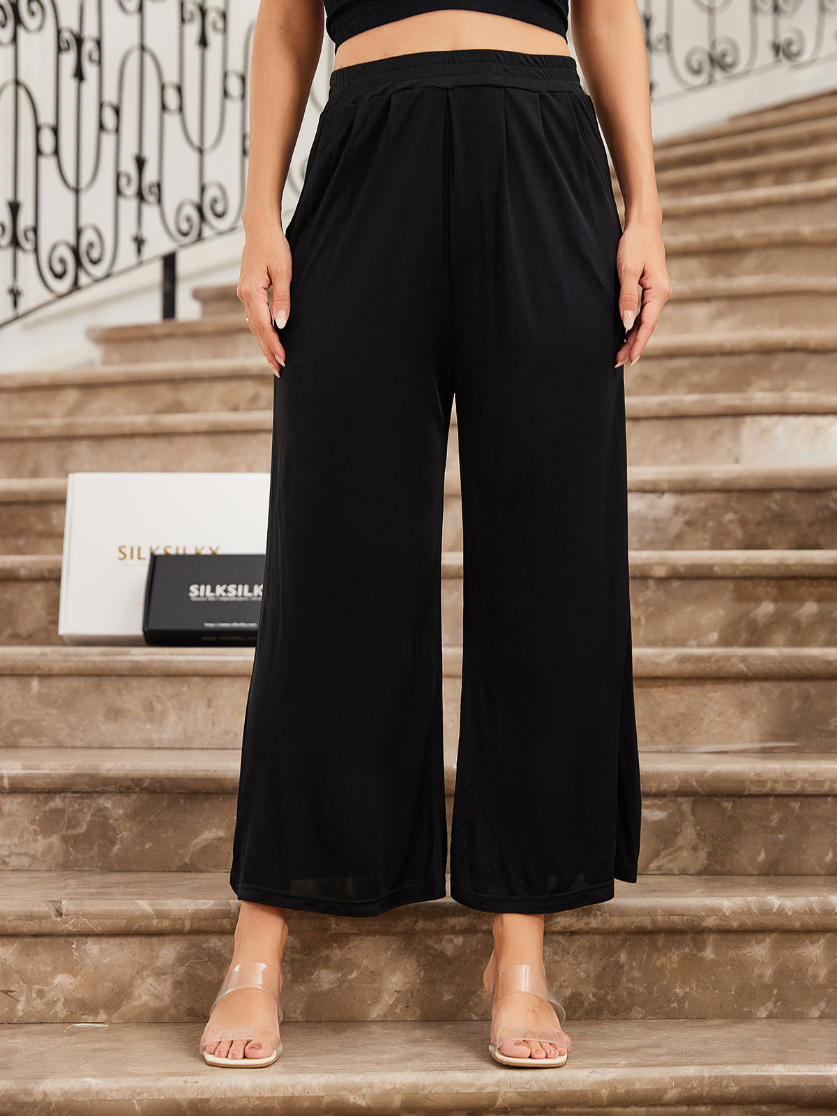 Reyanna™ | Comfortable Wide Leg Sidenstickad Byxor