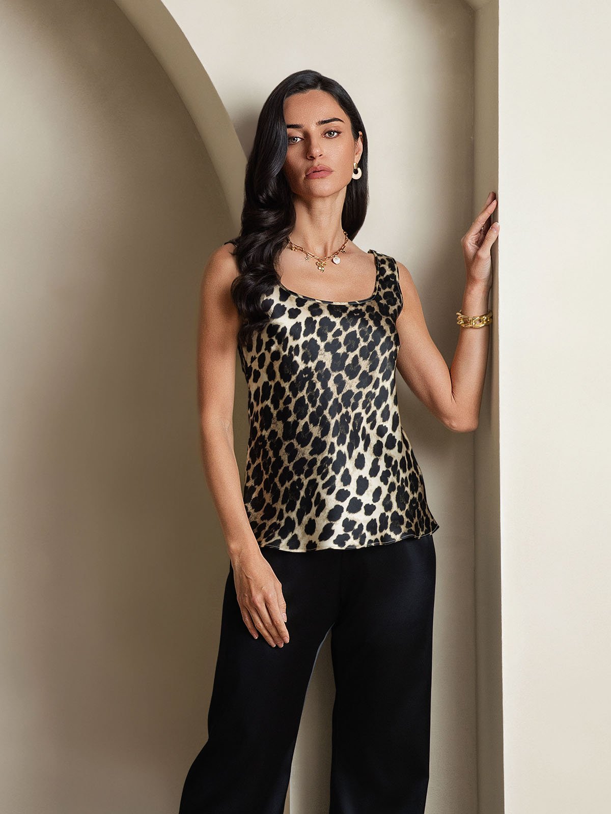 Reyanna™ | Silke U-ringad Axelbands Camiseta Top