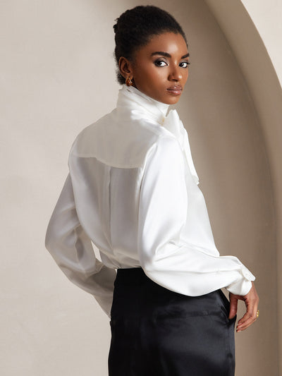 Reyanna™ | Dambasic Blus I 19 Momme Siden Med Knutkrage