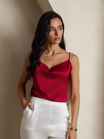 Reyanna™ | Silke Vattenfallsringning Spagettiband Camisole Topp