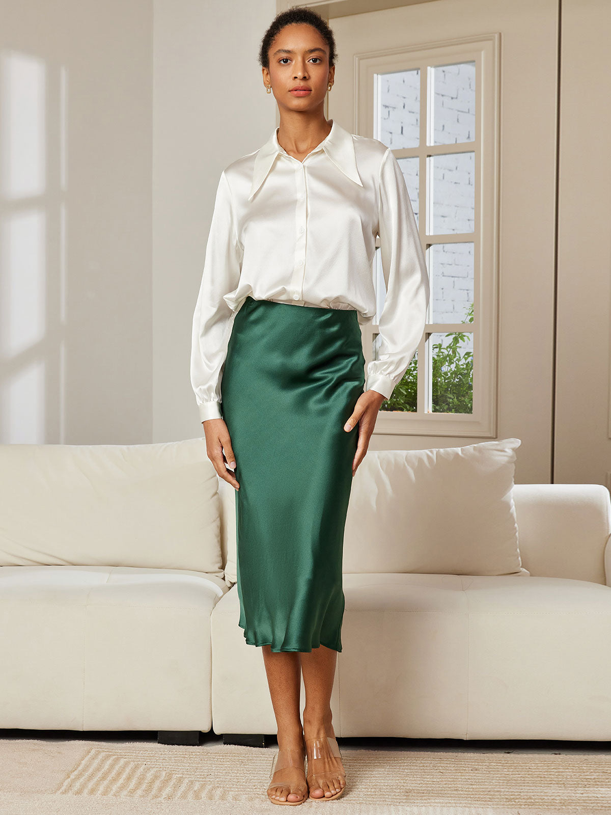 Reyanna™ | Rent Silke Klassisk Elegant Damkjol