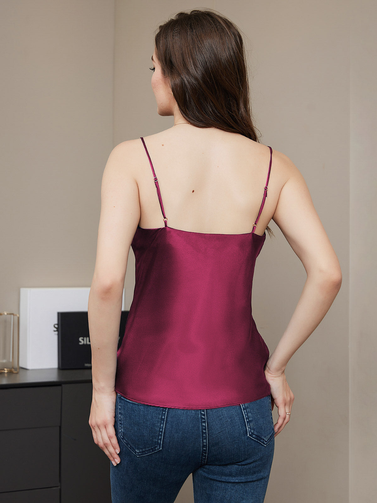 Reyanna™ | V-ringning Ren Silke Spaghettiband Camisole-linne