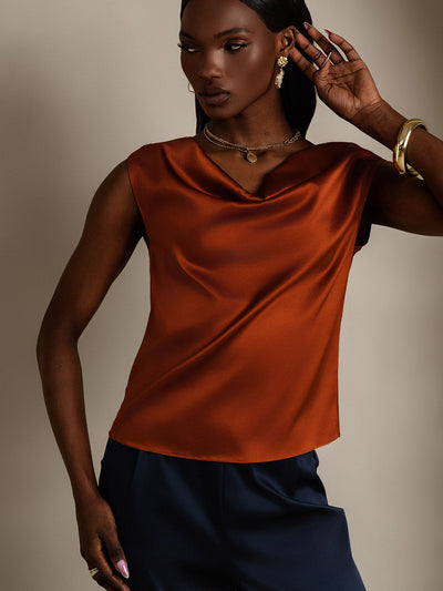 Reyanna™ | Silke Kappärmad Krage Tanktop/Blus