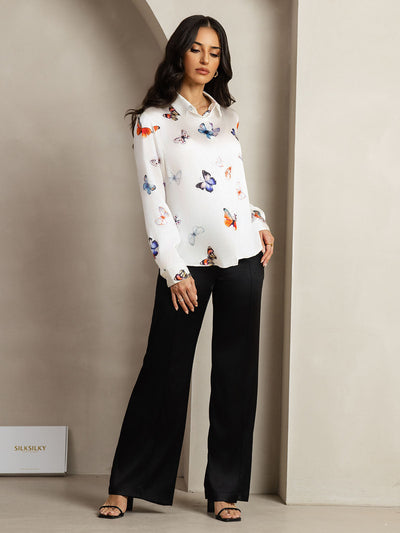 Reyanna™ | Silkesklassisk Militärinspirerad Blus Med Krage
