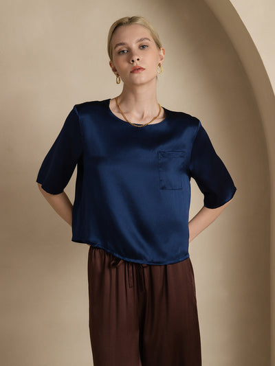 Reyanna™ | Rent Silke Enfärgad Hårärm Dam T-Shirt