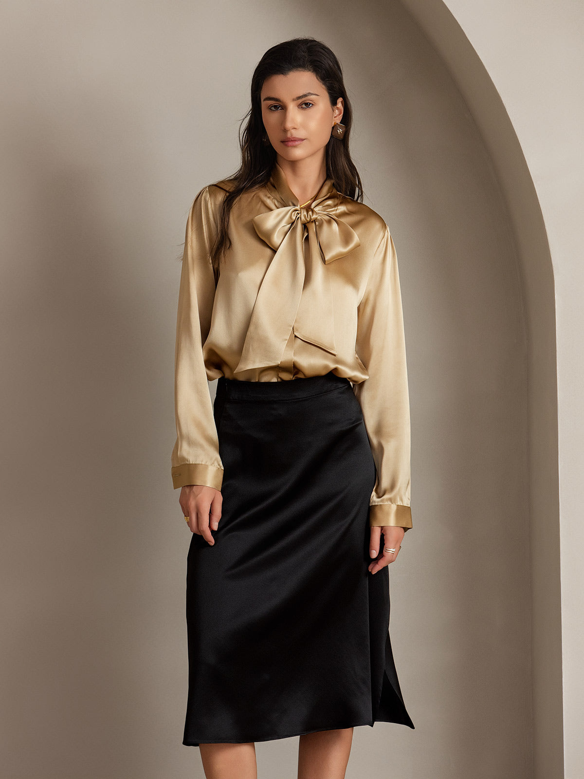 Reyanna™ | Siden Enfärgad Elegant Kjol Med Sprund