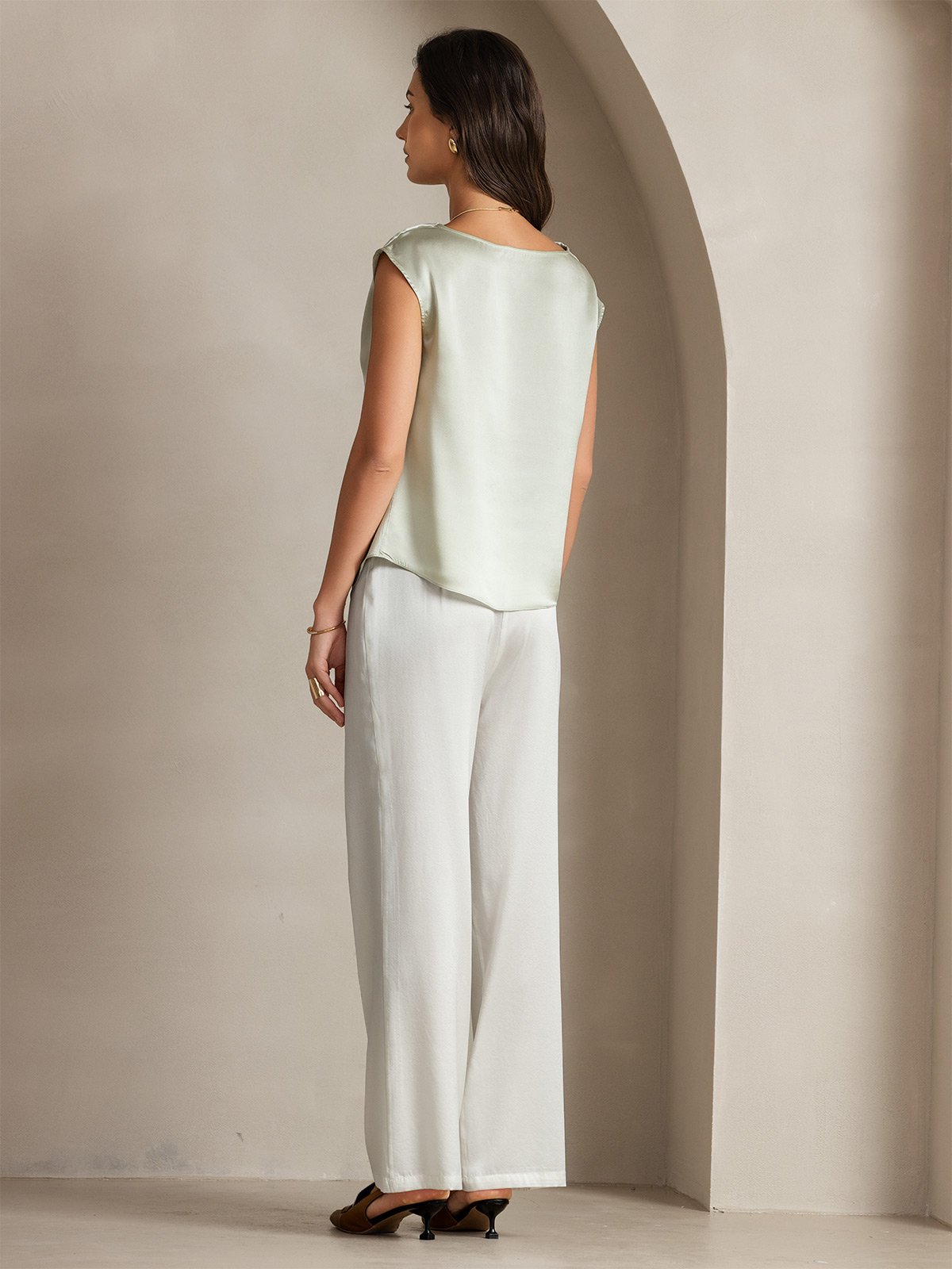 Reyanna™ | Silke Kappärmad Krage Tanktop/Blus