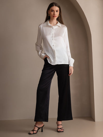 Dam 19 Momme Mulberry Silke Elegant Långärmad Skjorta