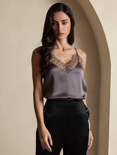 Reyanna™ | Siden Spaghettiband Spets Camisole Top