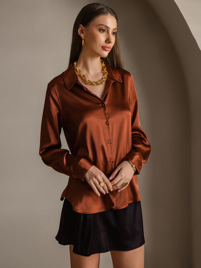 Reyanna™ | Silkesklassisk Militärinspirerad Blus Med Krage