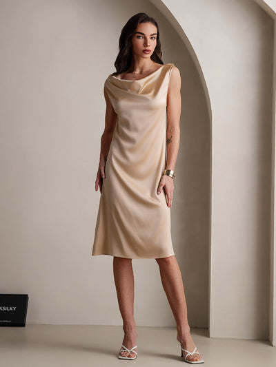 Reyanna™ | Siden elegant cowl-neck ärmlös klänning