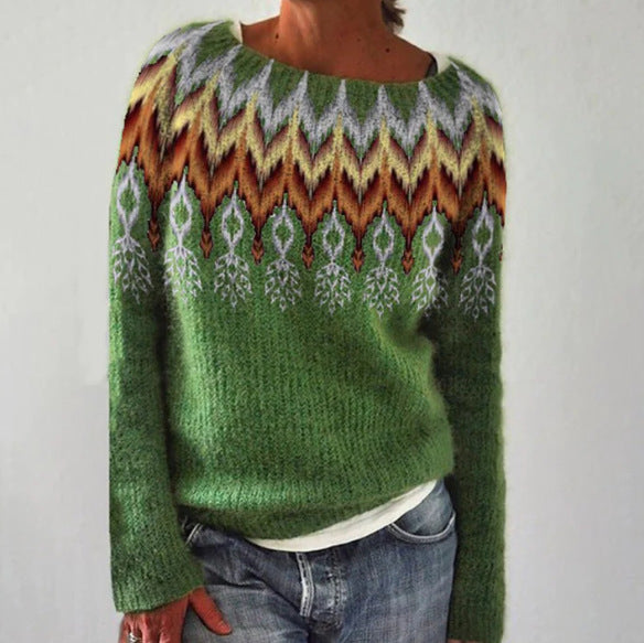Reyanna™ | Casual Feather Printing Crew-neck Sweater