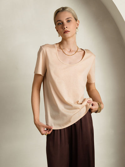 Reyanna™ | Silkeblandning U-ringning Dam T-shirt