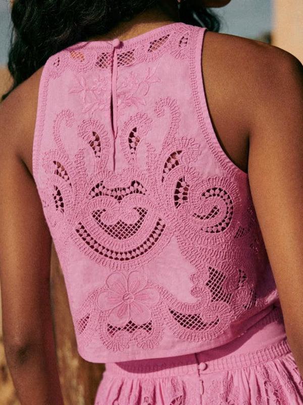 Reyanna™ | Unique sleeveless hollow lace short suit