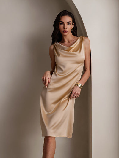 Reyanna™ | Siden elegant cowl-neck ärmlös klänning