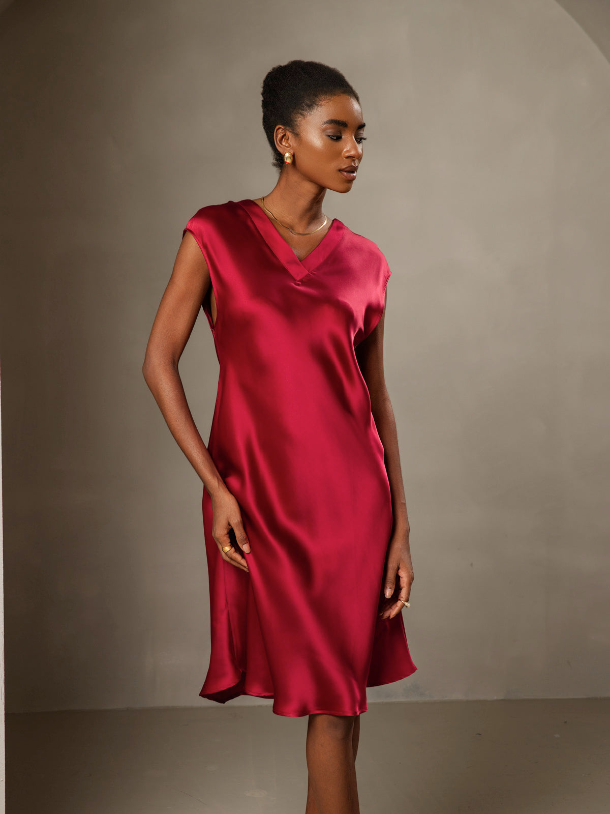 Reyanna™ | Ren Siden Elegant Cap Sleeve Klänning
