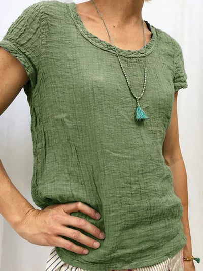 Reyanna™ | Vintag Reound Neck Cotton and Linen Casual Shirt