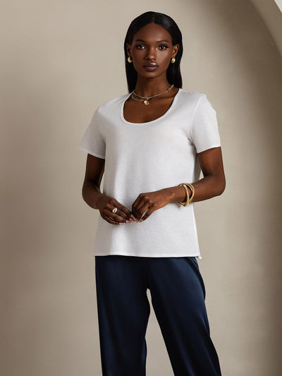 Reyanna™ | Silkeblandning U-ringning Dam T-shirt