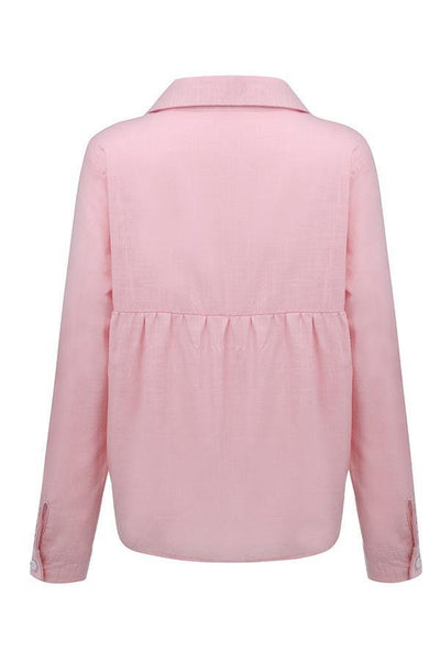 Reyanna™ | Casual Solid Button Shirt Collar Blouse