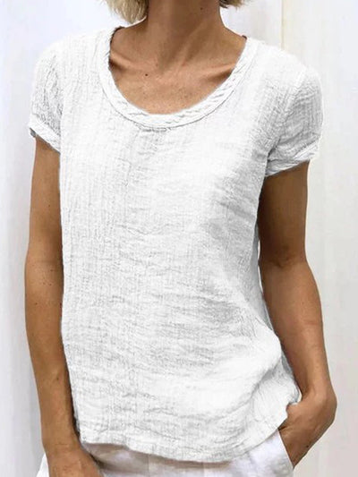 Reyanna™ | Vintag Reound Neck Cotton and Linen Casual Shirt