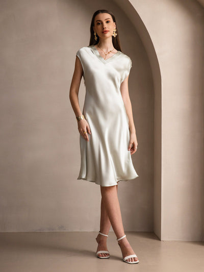 Reyanna™ | Ren Siden Elegant Cap Sleeve Klänning