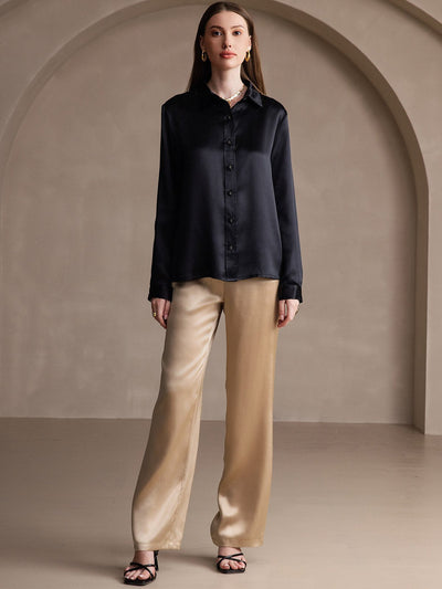 Dam 19 Momme Mulberry Silke Elegant Långärmad Skjorta