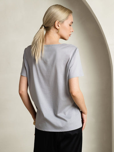 Reyanna™ | Silkeblandning V-ringning Dam T-shirt