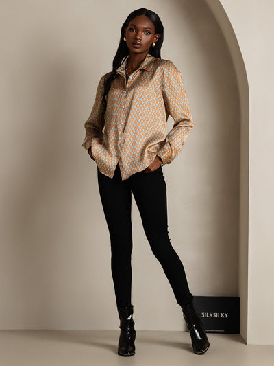 Reyanna™ | Silkesklassisk Militärinspirerad Blus Med Krage