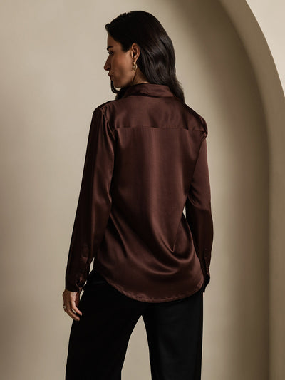 Dam 19 Momme Mulberry Silke Elegant Långärmad Skjorta