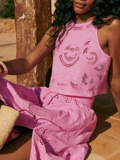 Reyanna™ | Unique sleeveless hollow lace short suit