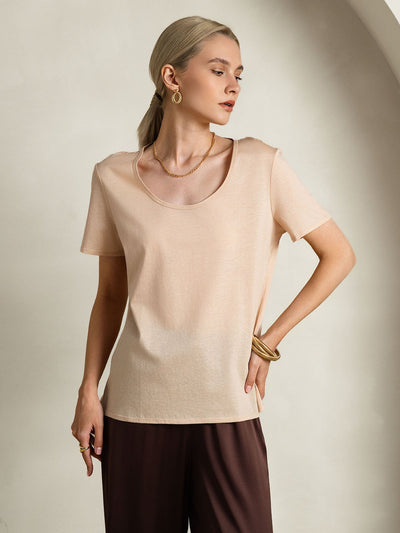 Reyanna™ | Silkeblandning U-ringning Dam T-shirt