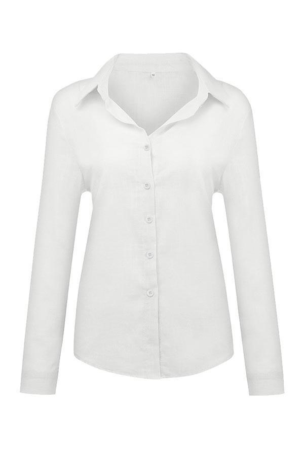 Reyanna™ | Casual Solid Button Shirt Collar Blouse