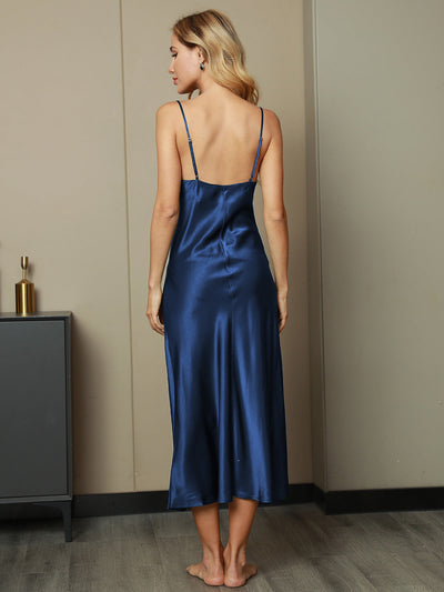 Reyanna™ | Rent Silke Cowl Neck Strap Maxi Lång Klänning