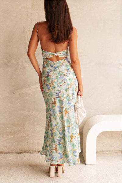 Reyanna™ | Floral Backless Lace Up Maxi Dress