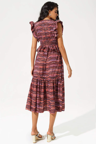 Reyanna™ | Layered Ruffle Sleeve V-Neck Midi Dress
