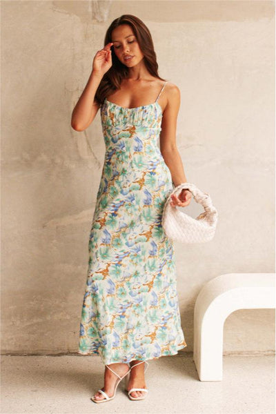 Reyanna™ | Floral Backless Lace Up Maxi Dress