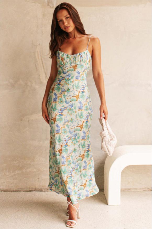 Reyanna™ | Floral Backless Lace Up Maxi Dress