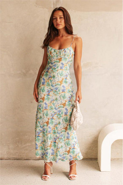 Reyanna™ | Floral Backless Lace Up Maxi Dress